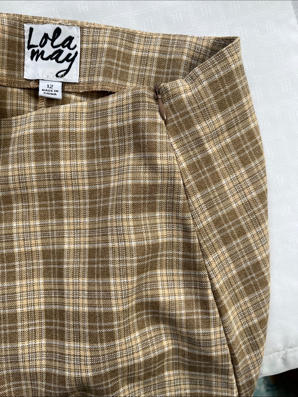 Lola May Plaid Tie-Side Midi Skirt in Brown - Picture 5 of 7